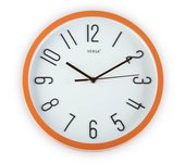 Versa Huntington Reloj de Pared Decorativo, para Salón o Cocina, Medidas (Al x L x An) 30 x 4,3 x 30 cm, 1 pila 1.5 V AA necesaria (no incluida), Color Naranja