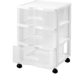 HOGUITA-Cajonera Plástica con Ruedas para Oficina y Hogar,Carro Organizador de Almacenamiento con 3 Cajones Amplios, Mueble Rodante Multifuncional para Baño, Dormitorio, Escritorio, Armario o Sala, Fácil de Mover y de Gran Capacidad