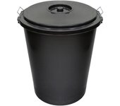 Cubo de basura de plástico con tapa Wolfpack, capacidad de 50 litros