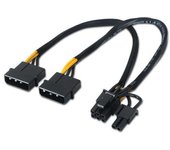 Aisens cable tarjeta grafica - 2xmolex 4pin/m-pci-e(molex 6+2pin)/m - 20cm - 100% cobre - color negro