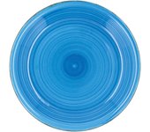 Quid Plato Llano Gres Vita Azul 27cm - Apilable, Pintado a Mano, Apto Microondas y Lavavajillas