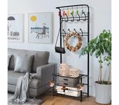 Perchero de pie Entrada o Recibidor negro - Organizador de Ropa y Abrigos con Estilo 65x30x190