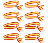 Pulseras bandera españa - 8 unidades. Pulsera españa. Pulsera españa hombre/mujer/niños para toda la familia. Pack de 8 unidades con bolsa de regalo incluida. Pack de 8 pulseras  de 1,5 cm ancho.