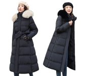 Chaqueta Hawaiiana Largo para mujer con capucha, Grande, Ligera, infortal, with Cremallera, Invierno