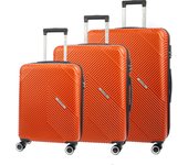 DAM Juego de tres Maletas Trolley extensible, en material ligero ABS de alta resistencia. Cerradura numérica, 4 ruedas dobles giratorias 360°.  77x30x50Cm