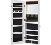 Espejo joyero de pared blanco con luces led, armario de almacenamiento bloqueable, sin marco, perfecto para maquillaje