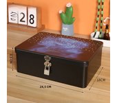 Iron Box with Lock and Key Desktop Storage Box Retro Tinplate Cosmetics ID Storage Household Jewelry Storage Empty Box