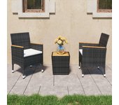 Conjunto de jardín VidaXL 2 sillones+1 mesita ratán y madera maciza de acacia