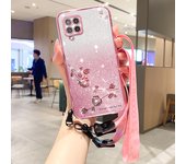 Luxury Lanyard Golden Light Shimmer Silicone Case for Samsung Galaxy M54 53 M52 M51 M31 M32 M33 M15 M14 F54 F14 F13 M13 S Cover