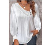 2024 hot item wish Amazon hot style autumn simple v-neck button solid color versatile long-sleeved pleated shirt
