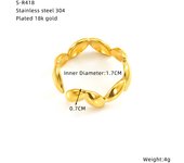 Encanto Anillo de mariposa de acero inoxidable Boca abierta No se decolora Diseño chapado en oro de 18 quilates Sensibilidad Anillo de acero de titanio versátil simple