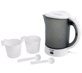 Adler AD1268 Hervidor de Agua Eléctrico de Viaje 0,6 L sin BPA, Apagado Automático, Resistencia Acero Inox, 900W, Blanco/Gris