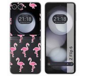 Tumundosmartphone Funda Carcasa Dura Transparente para Samsung Galaxy Z Flip 6 5G diseño Flamenco Dibujos