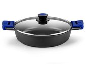 Bra - Cacerola Baja Advanced, De 28 a 32 cm, Aluminio Fundido, Incluye Tapa de Cristal y Asas de Silicona, Apta Inducción, Revestimiento Antiadherente