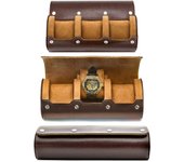 Watch Roll Case Organizer - PU Leather Watch Travel Case for Men and Women - 3 Watch Carrying Case and Display, Watch Organizer