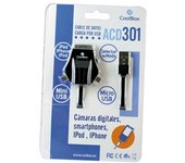 CoolBox - ACD 301 cable USB 1 m microUSB/miniUSB/Apple iPhone Negro CABCOOACD301