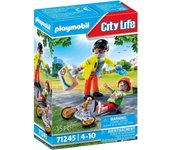 Playmobil paramédico con paciente (71245) City Life figura niño con bicicleta, juguete de médicos