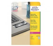 PAQUETE 20 HOJAS ETIQUETAS PLATEADAS DE POLIÉSTER-IMPRESORAS LÁSER-210X297 MM AVERY L6013-20