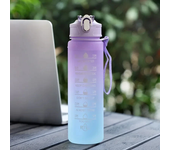 750ML Outdoor Sport Water Bottle Large Capacity Plastic Straw Cup with Time Marker Portable Gym Fitness Jugs Kawaii Water Bottle