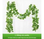 2.1M Artificial Plant Green Ivy Leaf Garland Silk Wall Hanging Vine Home Garden Decoration Wedding Party DIY Fake Wreath Leaves