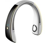 Ventilador de cuello portátil inteligente-portátil, sin aspas, ultra silencioso mini ventilador con control de voz, ideal USB recargable, champán dorado