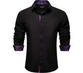 Men Shirts Long Sleeve Black and Green Contrast Color Tops Casual Fashion Polyester Dress Shirt Business Party Men Clothing