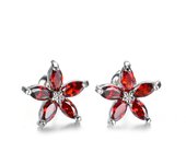 Cute Female Blue Zircon Stars Stud Earrings Multicolor Birthstone Crystal Silver Color Wedding Jewelry For Women