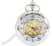 Vintage Hollow Pocket Watch Simplicity Flower Pattern Alloy Quartz Pendant Watch Necklace For Women Gathering Clock Gifts