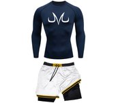 Men's Running Tracksuit Anime Print Training Fitness Sportswear Set Compression Leggings Sport Gym Performance Shorts Rash Guard