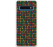 Funda compatible con Samsung Galaxy S10 - Patron Comecocos Fondo Negro