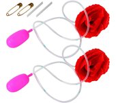 Broche de flor de rosa que lanza agua, 2 juegos, broma del Día de los Inocentes, payaso con flor que lanza agua, juguete de truco, flor de rosa realista, broma para fiesta