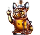 Divertida botella de whisky de bulldog francés, decantador de whisky de bulldog francés con dedo medio en 3D, vasos de whisky con forma de bulldog grabados para hombres, papás, esposos y amantes del bar en casa (A)