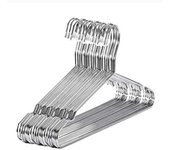 Perchas de 20 piezas de acero inoxidable, 40cm, para ropa, colgador estándar con muescas, ahorro de espacio