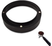 Embudo de aluminio para portafiltros de café expreso con anillo dosificador y reemplazo magnético para cafeterías caseras (51 mm, negro)