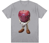Kaos katun kualitas tinggi pria, T-shirt atasan lengan pendek kasual Retro Apple dengan wajah Meme uniseks