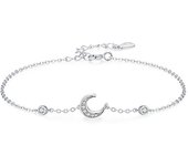 Mayo de 2025 Nuevo Diseño de Plata esterlina 925 de moda del corazón y la estrella y la Luna deslumbramiento CZ pulsera de Cadena Para La Boda DE LA Mujer Joyería FINA