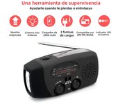 Radio De Mano Portátil Con Solar Y Mecanismo De Mano 2000mAh Multifuncional USB FM/AM/WB Radio De Clima Emergencia Linterna Power Bank
