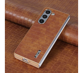 Luxury Crocodile Pattern Leather Phone Case for Samsung Galaxy Z Fold 6 5 4 3 Fold6 5G Shockproof Electroplat Frame Soft Cover