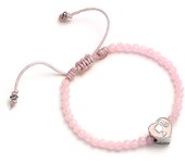 Pulsera de perlas rosas con silueta de Barbie en abalorio de corazón 17 cm