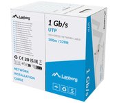 BOBINA CABLE RED LANBERG UTP RJ45 1GB/S SOLIDO CCA AWG23 100M GRIS