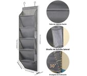 1pcs 5-Layer Over The Door Hanging Shoe Organizer, Gray Non-Woven Fabric Shoe Storage Hanging Bag,Hanging Shoe Rack