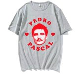 I Heart Pedro Pascal T Shirts I Love Pedro Pascal Movie TV Actor T-Shirt Men's  Cotton Short Sleeve Gothic T Shirt 80107