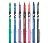 Pilot Bolígrafos BX V5- Bolígrafo Extra Fino Hi-Tecpoint con Punta 0.5mm Anchura Línea 0.3mm (Negro, Rojo, Azul, Verde, Violeta, Azul Claro, Rosa Claro) - Paquete de 7 - Escritura Suave