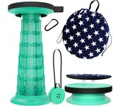 Taburete telescópico de 52 cm con cojín, Taburete portátil para Acampar, Capacidad más Resistente de 250 kg, Taburete Plegable retráctil Ligero Ajustable para jardín, Pesca, Senderismo
