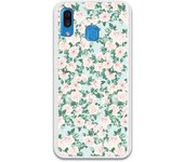 Funda compatible con Samsung Galaxy A30 - Patron flores con fondo verde