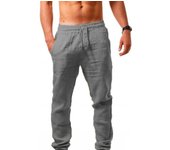 Pantalones Verano Hombre Ligero Transpirable Color Sólido Cinturilla Elástica Haruku