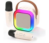Karaoke 2 Microfonos + Altavoz Mini Karaoke Infantil Inalambrico,BEIGE, ENVIO 24H