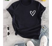 Heart Print T-Shirt, Crew Neck Short Sleeve T-Shirt, Casual Every Day Tops, Women's Clothing
