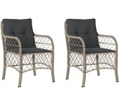 vidaXL Sillones de jardín con cojines 2 uds ratán sintético gris