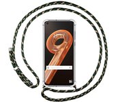 Funda Colgante Transparente para Realme 9i con Cordon Verde / Dorado